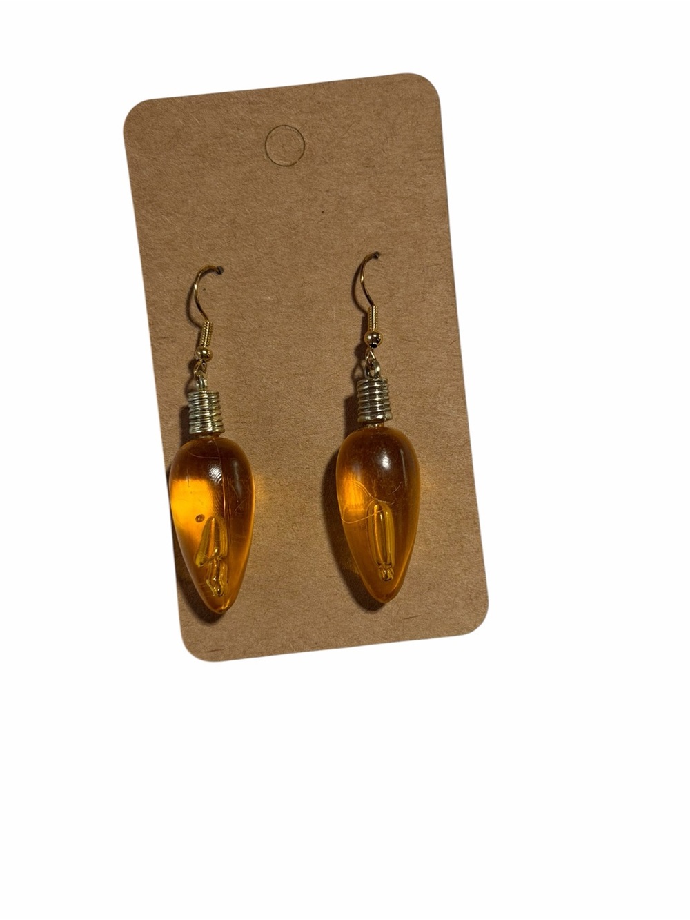 Yellow Christmas Bulb Lights Novelty Earrings Handmade